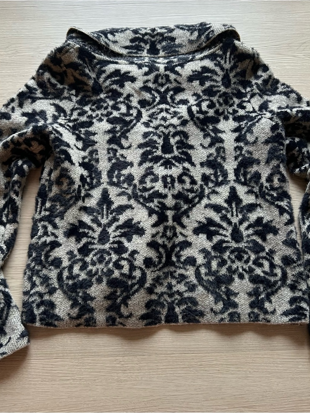 Christian Siriano Black and Cream Patterned Funnel Neck Sweater - Picture 6 of 6
